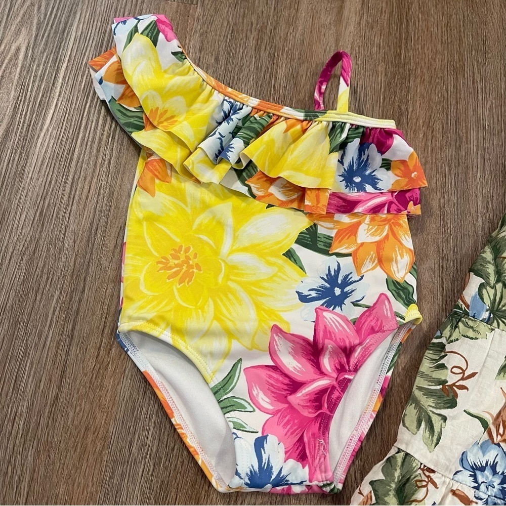 Janie And Jack Swimsuit And Dress Bundle Baby Girl 12 18 24 Months Floral Beach - Picture 2 of 12